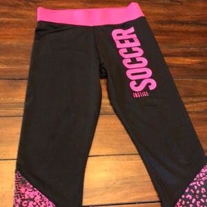Justice pink and black soccer leggings